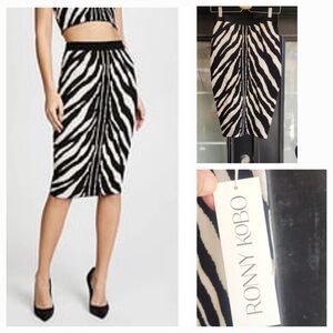 Ronny Kobo Collection Zebra Pattern Pencil Skirt